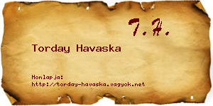 Torday Havaska névjegykártya